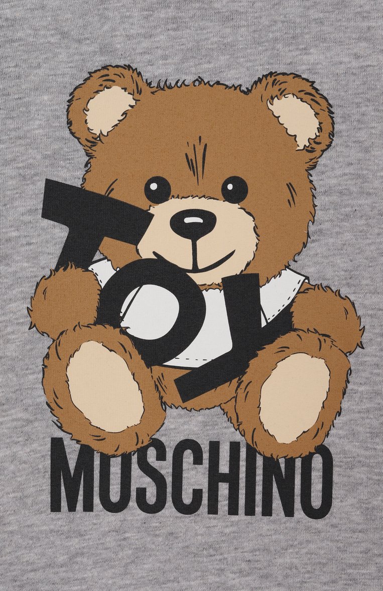 Мужского хлопковая футболка MOSCHINO серого цвета, арт. H9M04K/LAA03/10-14 | Фото 3 (Материал внешний: Хлопок; Региональные ограничения белый список (Axapta Mercury): Не проставлено; Нос: Не проставлено; Девочки Кросс-КТ: футболка-одежд�а; Мальчики Кросс-КТ: Футболка-одежда; Ростовка одежда: 12 лет | 152 см, 16 лет | 164 см, 10 - 11 лет | 140 - 146см)