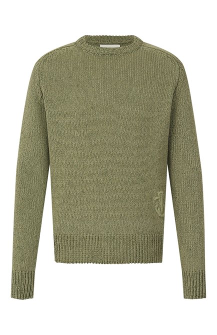 Мужской свитер из хлопка и шерсти JIL SANDER зеленого цвета, арт. J47GP0191-J15442 | Фото 1 (Длина (для топов): Стандартные; Материал внешний: Шерсть, Хлопок; Автоматизация состава: Проставлено; Автоматизация ТО: Проставлено; Рукава: Длинные)