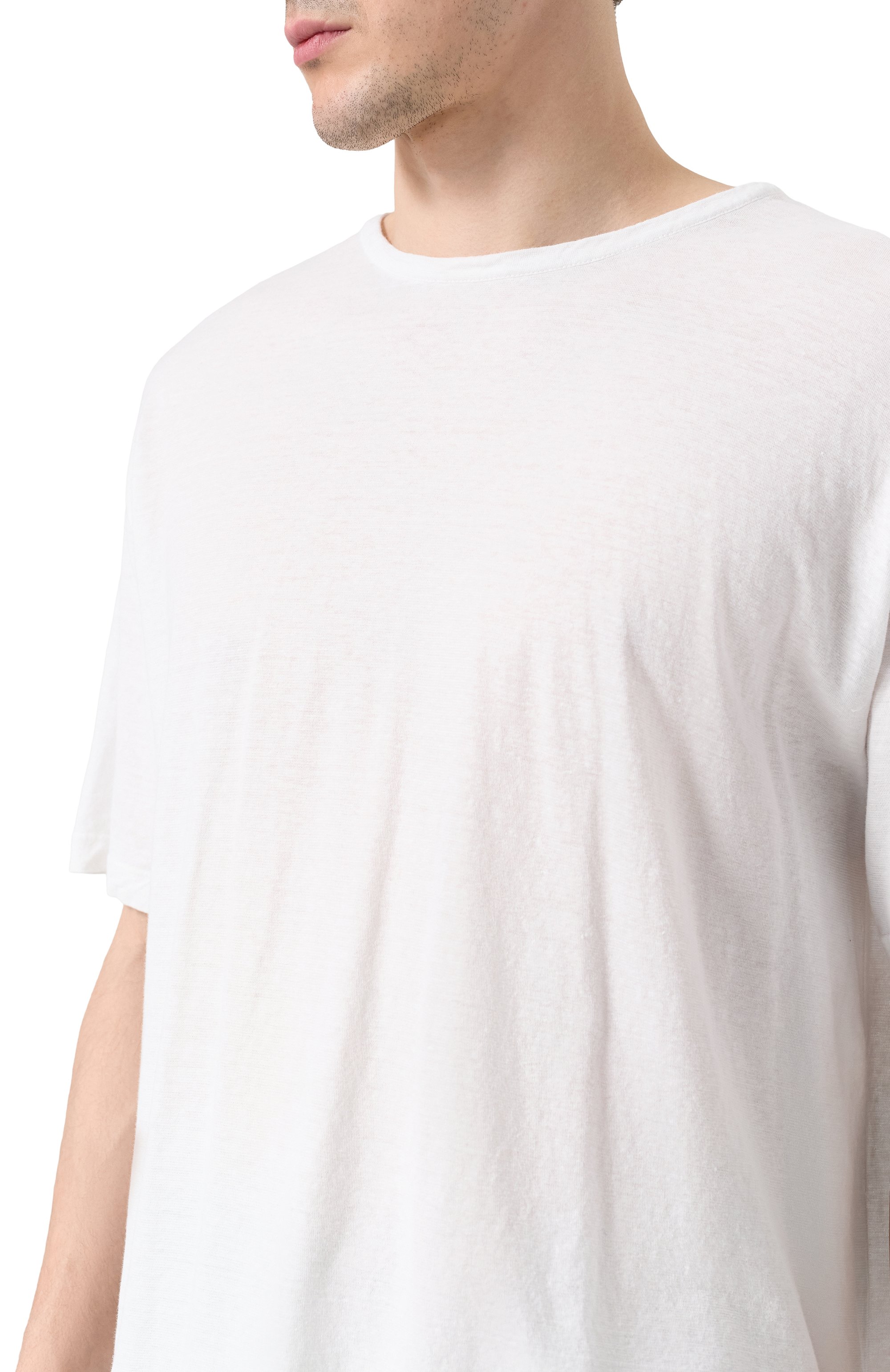 Футболка из хлопка и льна 120% LINO белого цвета по цене 19950 руб., арт. 32ALIM79GR/G308/S01, фото 5 Футболка из хлопка и льна 120% LINO, арт. 32ALIM79GR/G308/S01, фото 5