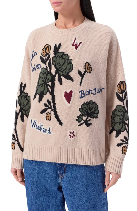 Шерстяной свитер Weekend Max Mara PAVIDI Кремовый  PAVIDI Фото 3