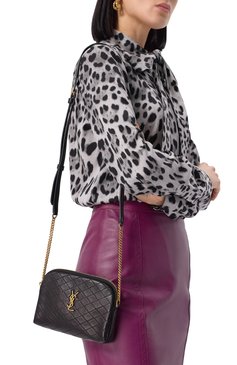 Женская сумка gaby SAINT LAURENT черного цвета, арт. 733667/1EL07 | Фото 2 (Материал: Натуральная кожа; Размер: mini; Ремень/цепочка: На ремешке; Драгоценные камни: Проставлено; Материал сплава: Проставлено)