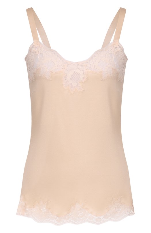 Топ из шелка и хлопка Dolce & Gabbana 07A00T/0N013 Бежевый  07A00T/0N013