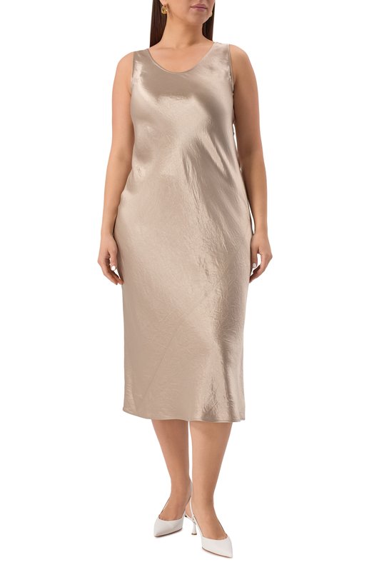 Атласное платье Max Mara Leisure TALETE Бежевый  TALETE Фото 3
