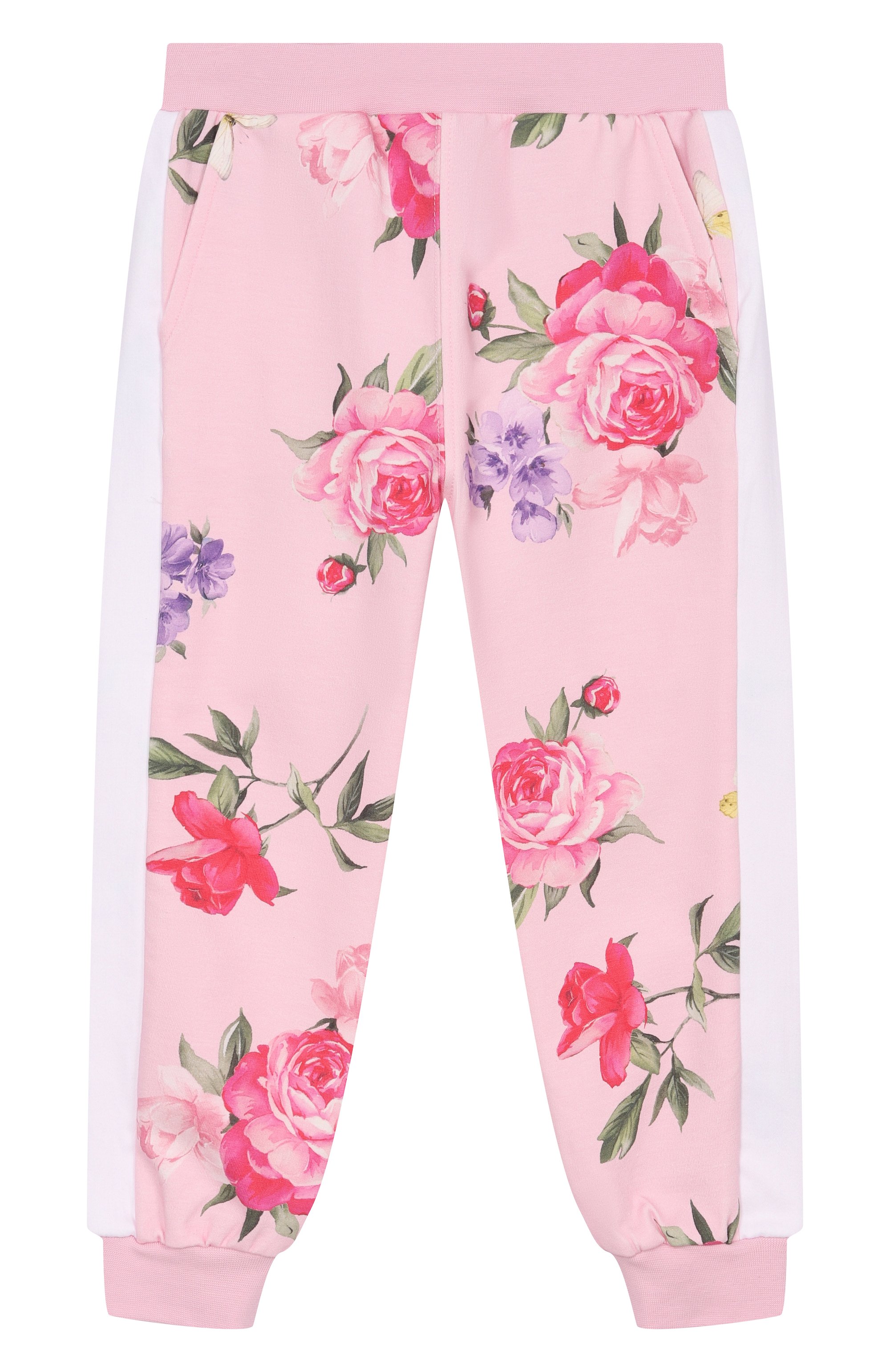 Хлопковые джоггеры MONNALISA светло-розового цвета по цене 12000 руб., арт. 19G402, фото 1 Хлопковые джоггеры MONNALISA, арт. 19G402, фото 1