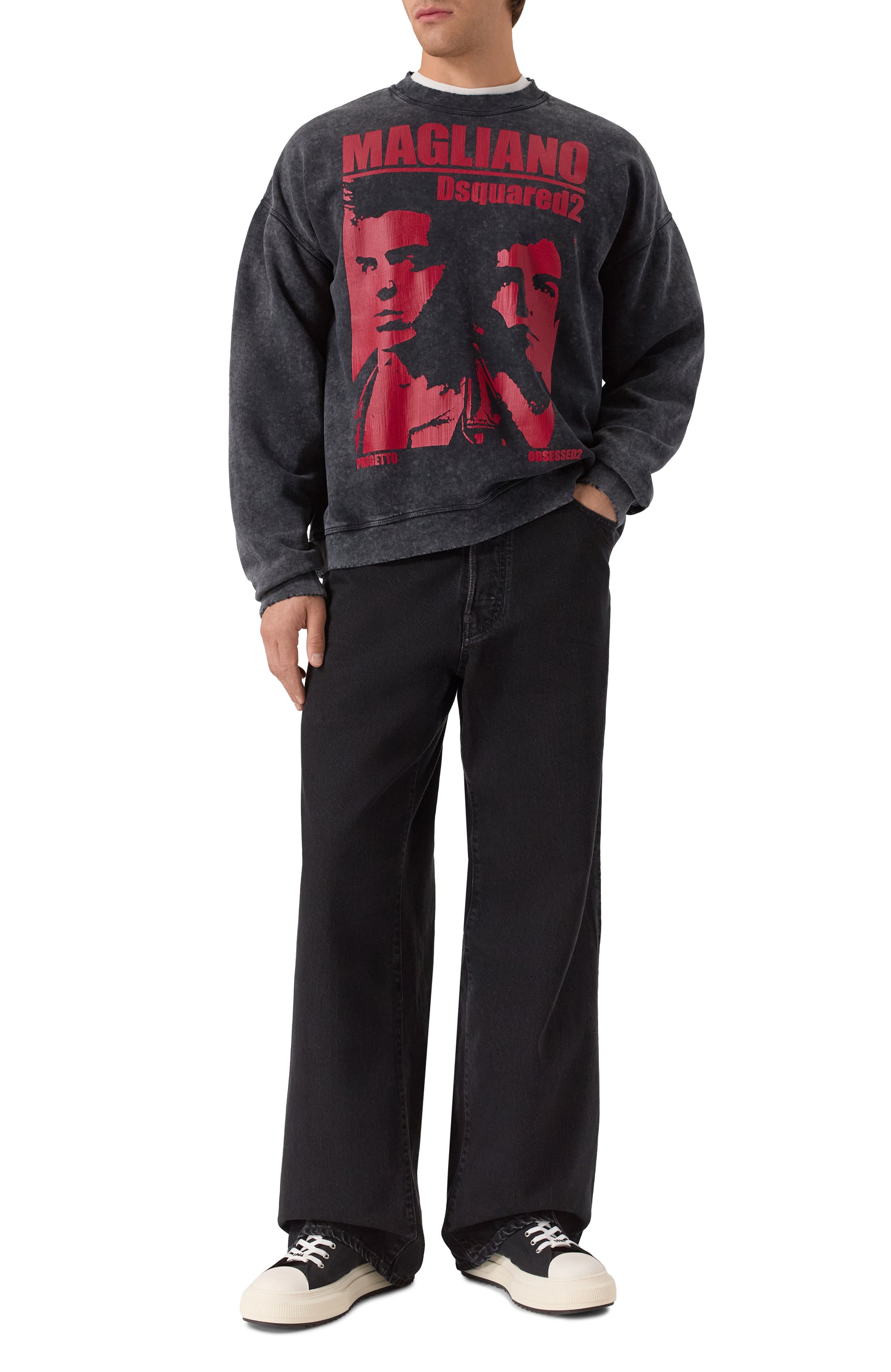 Хлопковый свитшот dsquared2 x magliano DSQUARED2 темно-серого цвета по цене 79500 руб., арт. S71GU0744/S25030, фото 2 Хлопковый свитшот dsquared2 x magliano DSQUARED2, арт. S71GU0744/S25030, фото 2