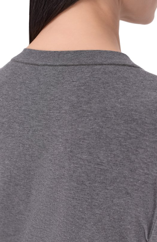 Хлопковый лонгслив Brunello Cucinelli MPT18B0107 Серый  MPT18B0107 Фото 5