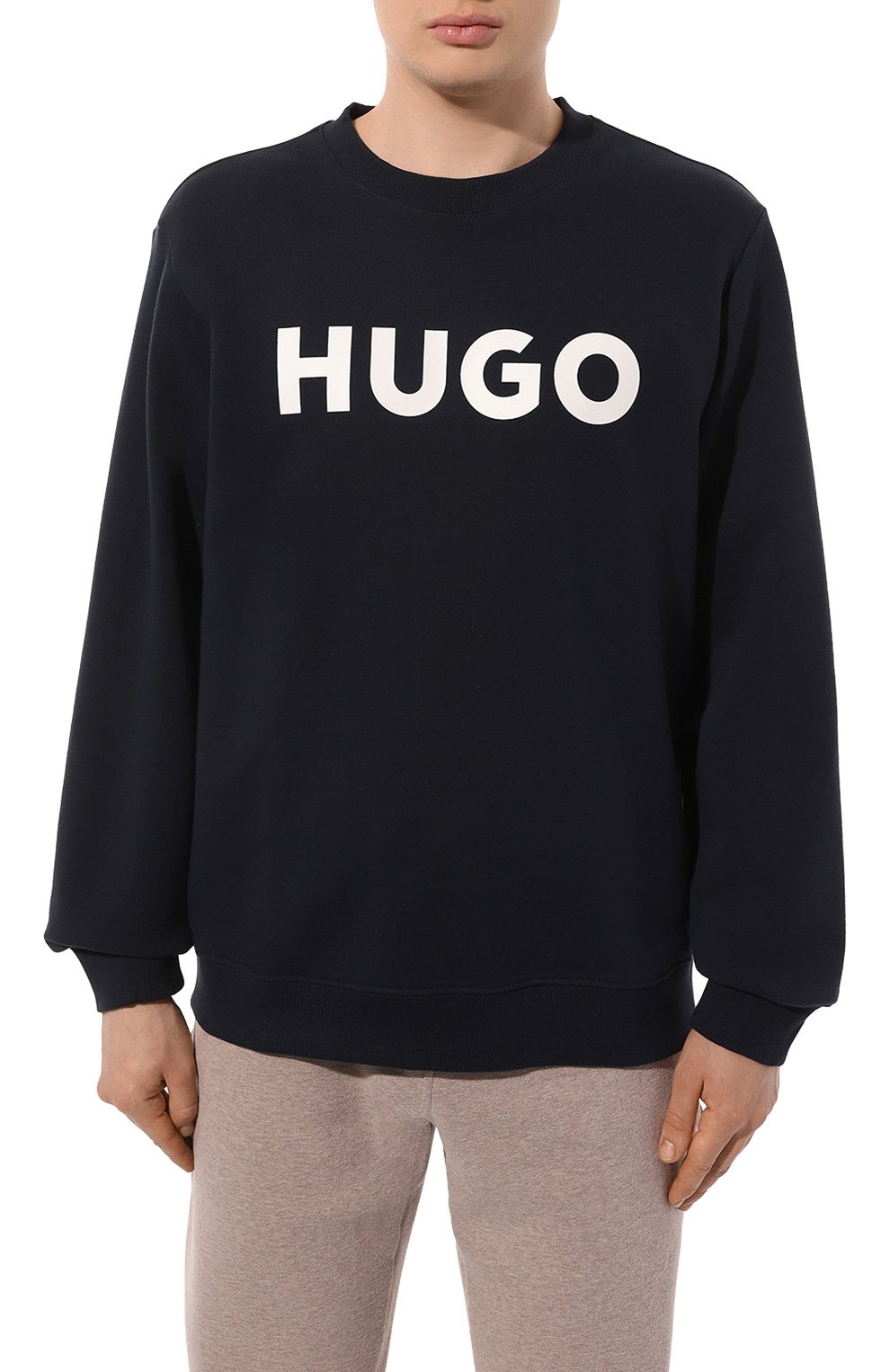 Хлопковый свитшот HUGO темно-синего цвета по цене 12500 руб., арт. 50477328, фото 3 Хлопковый свитшот HUGO, арт. 50477328, фото 3