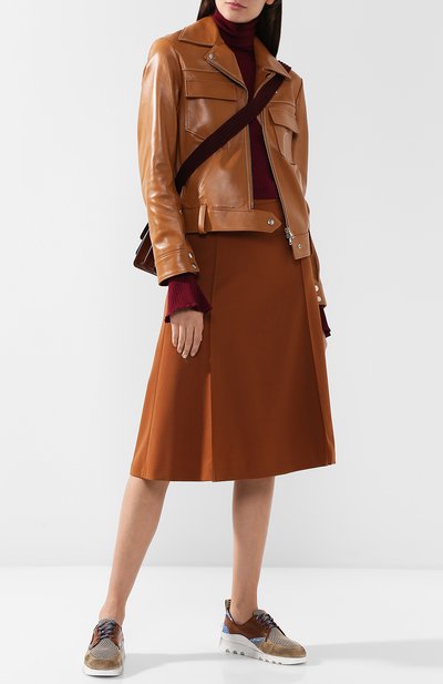 Комбинированные кроссовки с глиттером на шнуровке MIU MIU, арт. 5E910B/3KFR, фото 2