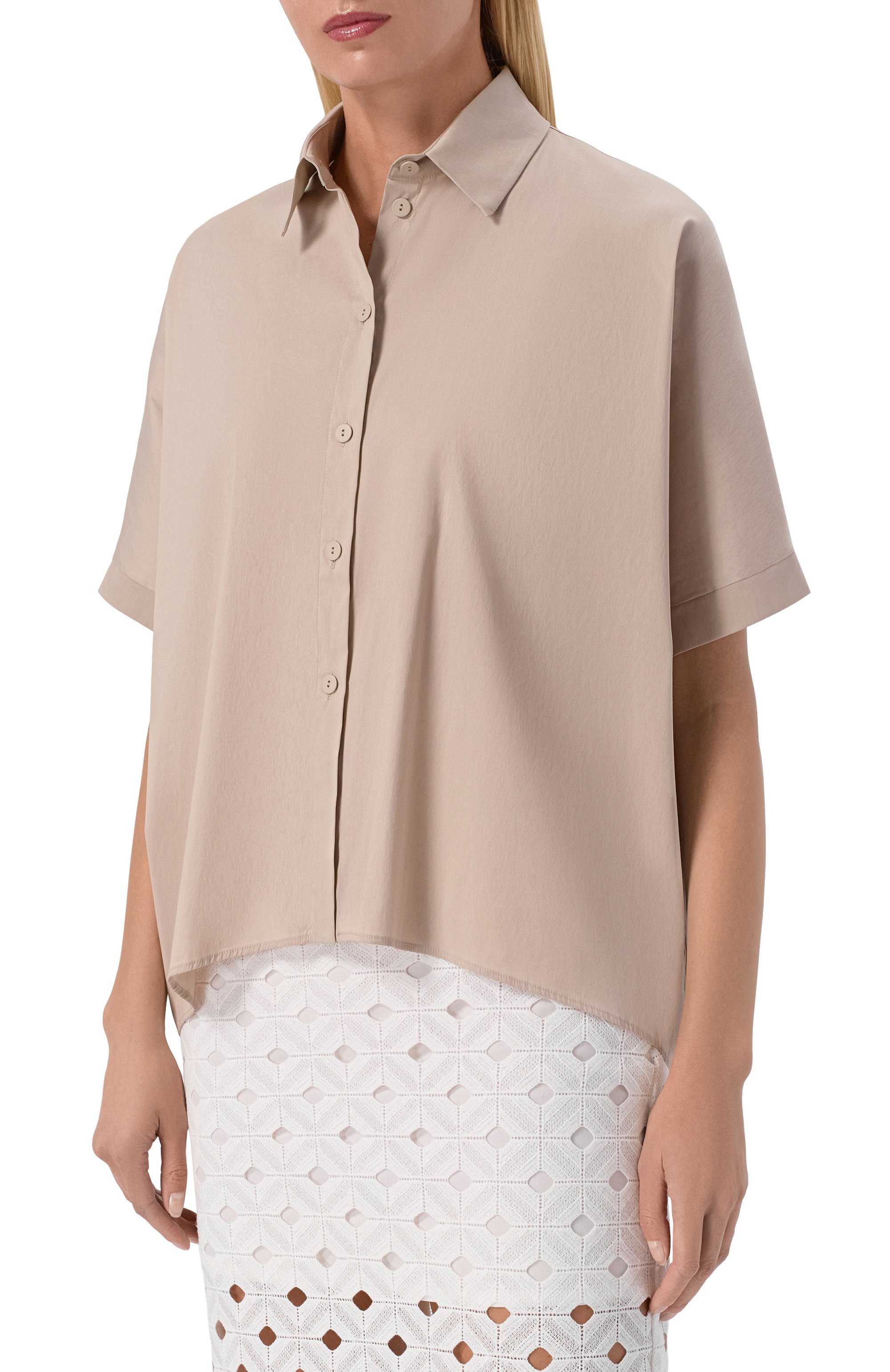Хлопковая рубашка MAX MARA бежевого цвета по цене 29660 руб., арт. BCHPITTURA 261611102, фото 3 Хлопковая рубашка MAX MARA, арт. BCHPITTURA 261611102, фото 3