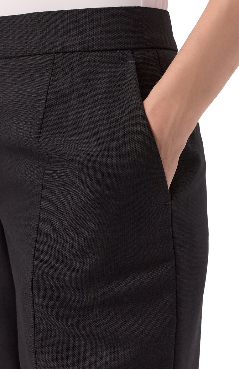 Женские шерстяные брюки JIL SANDER черного цвета, арт. J02KA0274-J40189 | Фото 5 (Материал внешний: Шерсть; Стили: Классический; Силуэт Ж (брюки и джинсы): Прямые; Женское Кросс-КТ: Брюки-одежда; Длина (брюки, джинсы): Стандартные; Автоматизация состава: Проставлено; Автоматизация ТО: Проставлено)