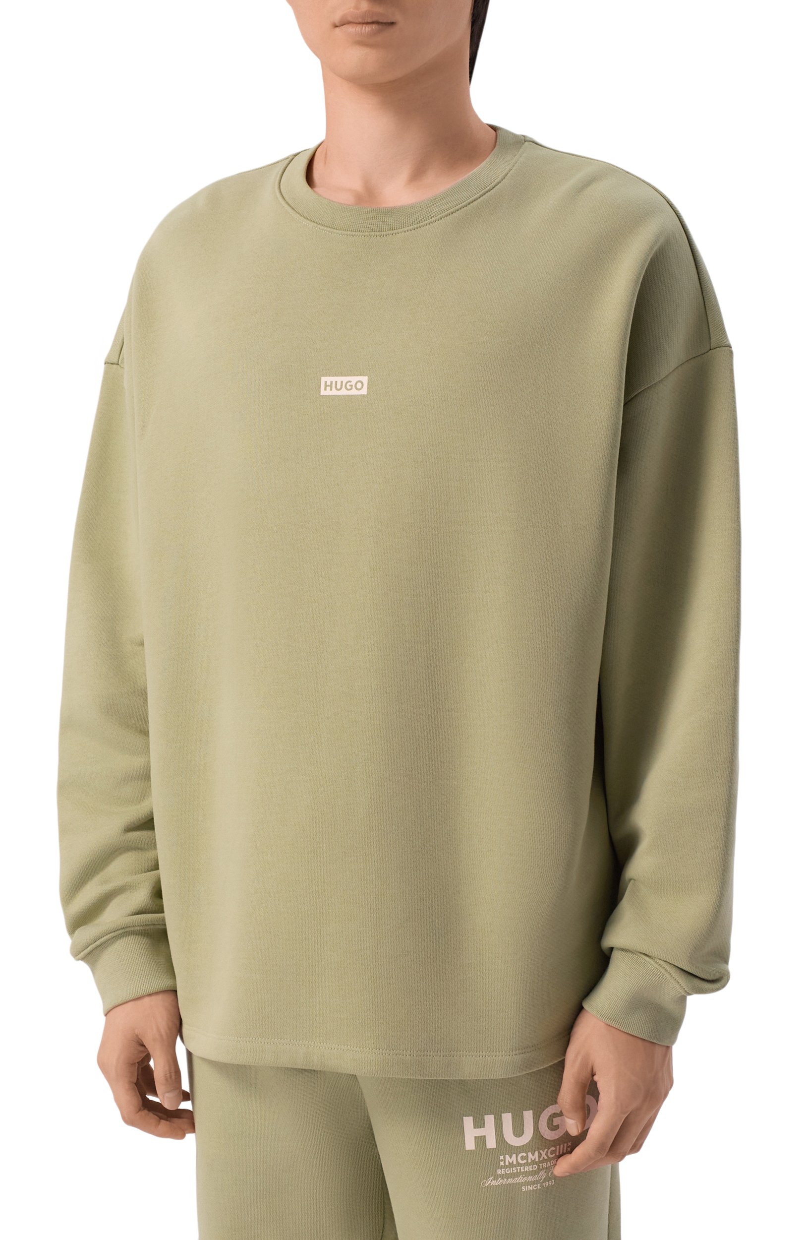 Хлопковый свитшот HUGO BLUE салатового цвета по цене 15600 руб., арт. 50510732, фото 3 Хлопковый свитшот HUGO BLUE, арт. 50510732, фото 3