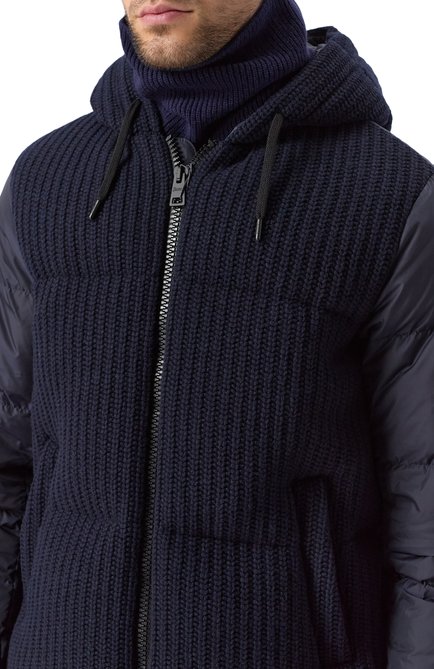 Мужской кашемировый шарф-снуд ZEGNA темно-синего цвета, арт. NEK/UEAT12A8 | Фото 2 (Материал сплава: Проставлено; Материал: Шерсть, Текстиль, Кашемир; Нос: Не проставлено)