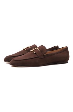 Женские замшевые лоферы TOD’S темно-коричневого цвета, арт. XXW79A0GG90/HR0 | Фото 1 (Материал внутренний: Натуральная кожа; Материал внешний: Натуральная кожа, Замша; Каблук высота: Низкий; Драгоценные камни: Проставлено; Материал сплава: Проставлено; Подошва: Плоская)