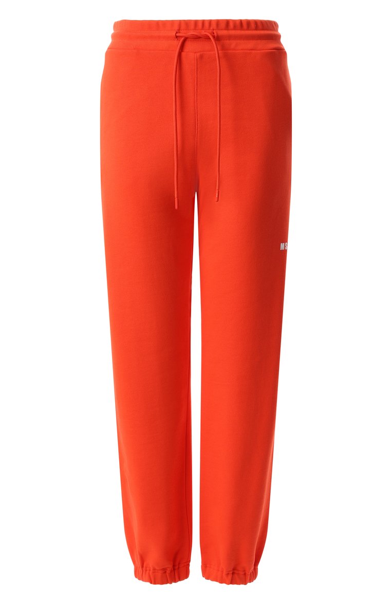 Женские хлопковые джоггеры MSGM красного цвета, арт. 3841MDP500/257000 | Фото 1 (Длина (брюки, джинсы): Стандартные; Материал внешний: Хлопок; Материал сплава: Проставлено; Драгоценные камни: Проставлено; Женское Кросс-КТ: Брюки-одежда, Джоггеры - брюки; Стили: Спорт-шик)