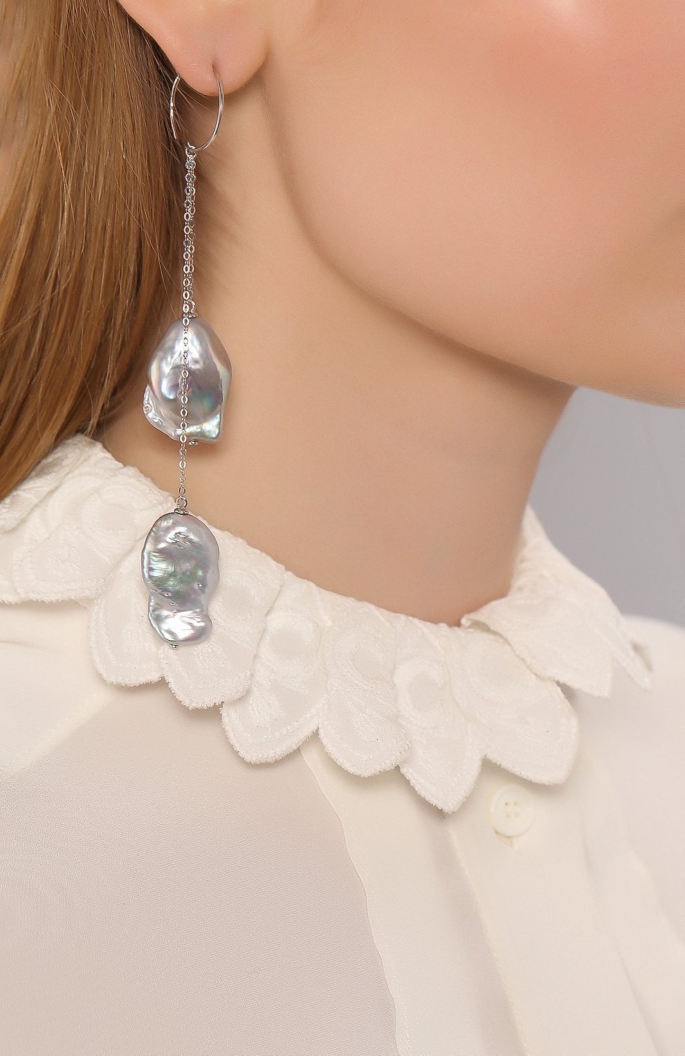 Двойные серьги с серым барочным жемчугом MOONKA, арт. per-der-g, фото 2