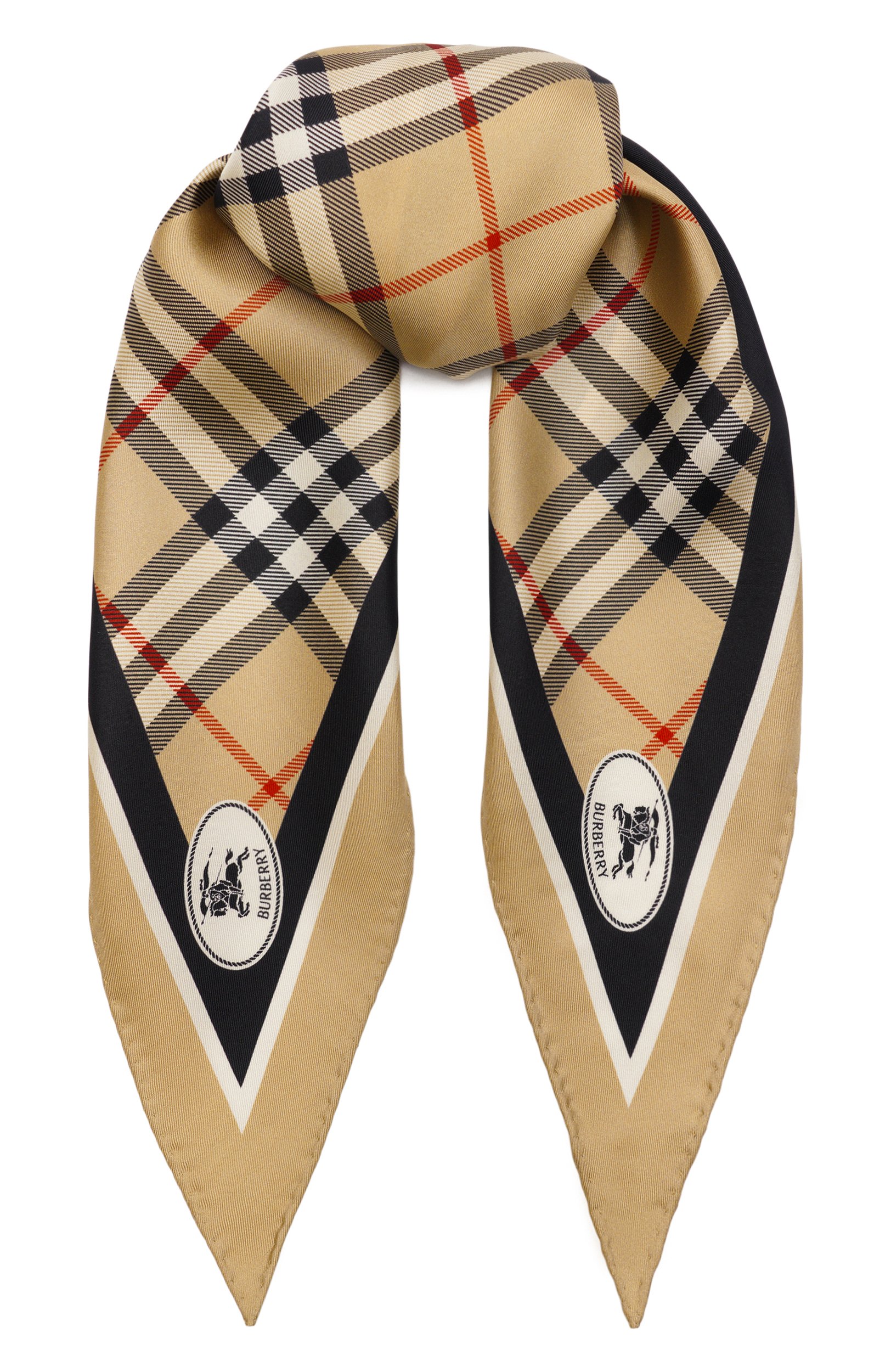 Шелковый платок BURBERRY бежевого цвета по цене 36950 руб., арт. 8127030, фото 1 Шелковый платок BURBERRY, арт. 8127030, фото 1