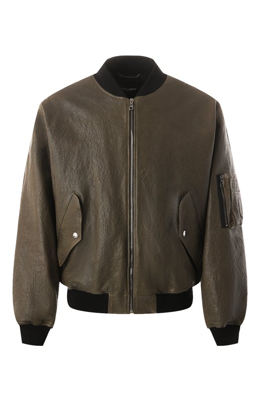 Кожаный бомбер Dolce & Gabbana G9BEDL/HULUC Хаки G9BEDL/HULUC