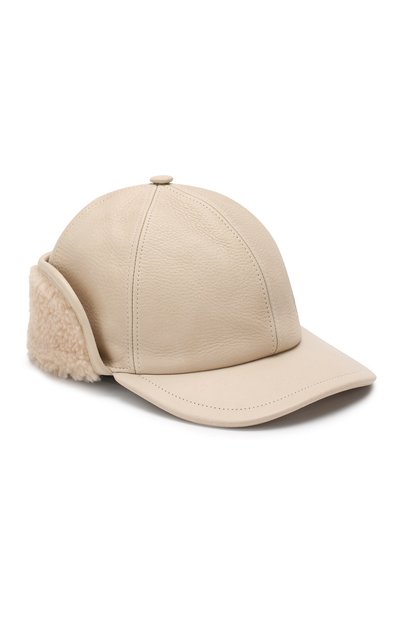 Кожаная бейсболка с отделкой из овчины BURBERRY, арт. 8005520, фото 1