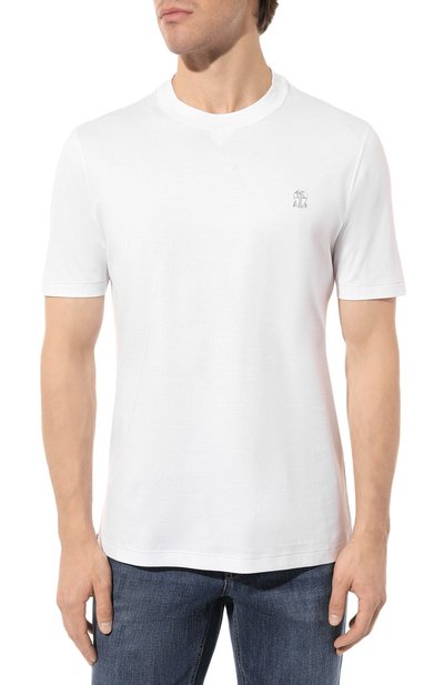 Хлопковая футболка BRUNELLO CUCINELLI белого цвета по цене 35150 руб., арт. M0T611328G, фото 3 Хлопковая футболка BRUNELLO CUCINELLI, арт. M0T611328G, фото 3