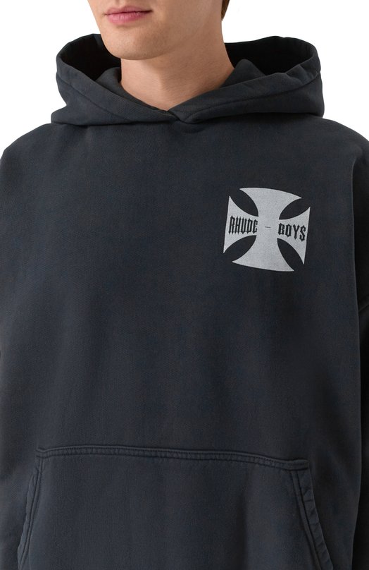 Хлопковое худи Rhude RHPF25H006012 Чёрный  RHPF25H006012 Фото 5