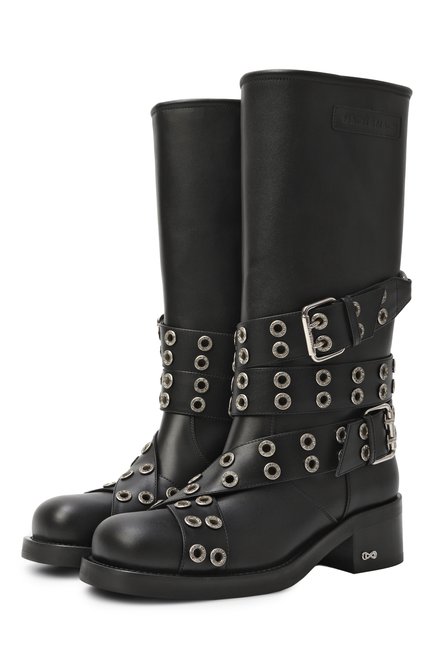 Женские кожаные сапоги buckle belt 50 MACH & MACH, арт. FW25-S0977-50-VCL-BLK