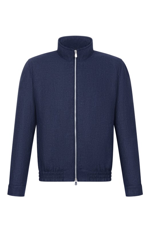 Бомбер из шелка и льна Brunello Cucinelli MZ4036580 Синий MZ4036580