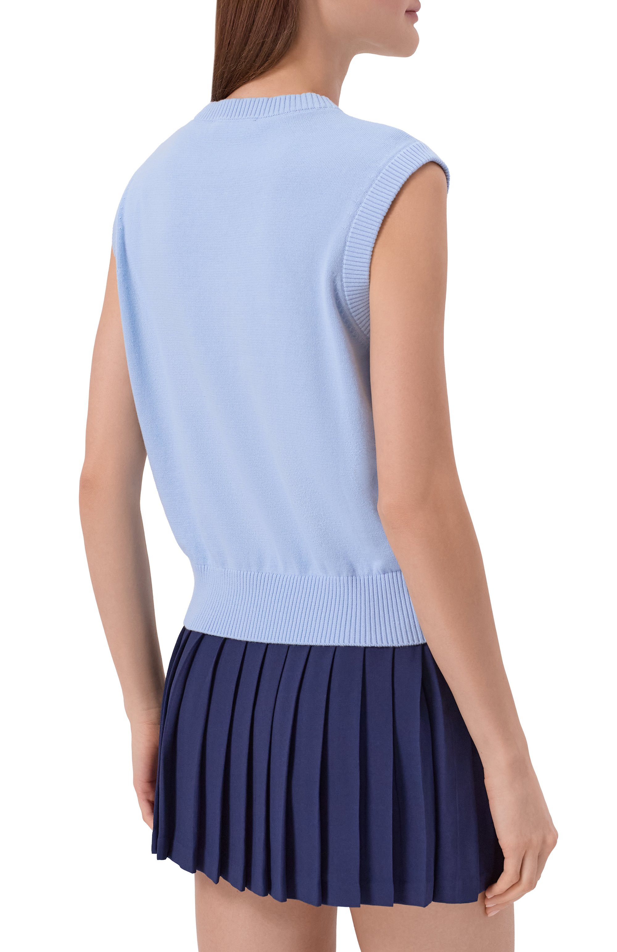 Хлопковый жилет SPORTY AND RICH голубого цвета по цене 20750 руб., арт. WS09975326BL143, фото 4 Хлопковый жилет SPORTY AND RICH, арт. WS09975326BL143, фото 4