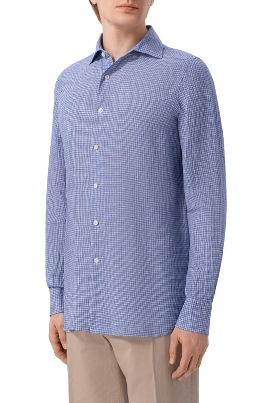 Льняная рубашка Finamore 1925 GAETE 1 LUIGI Z L/C0721 Синий  GAETE 1 LUIGI Z L/C0721 Фото 3