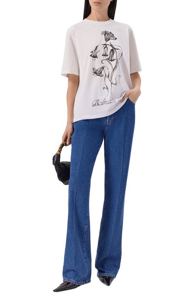 Женская хлопковая футболка BALMAIN, арт. HF1EG110/GF64