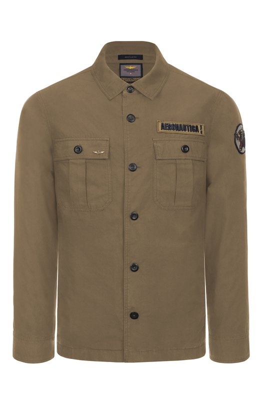 Хлопковая куртка-рубашка Aeronautica Militare 251AC032CT3505 Хаки 251AC032CT3505