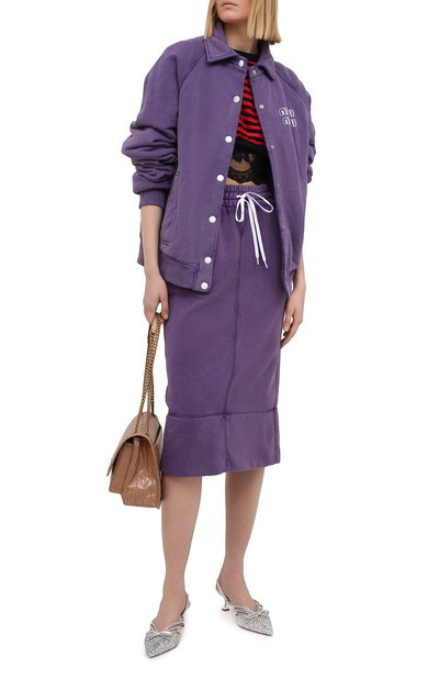 Хлопковый бомбер MIU MIU разноцветного цвета по цене 115000 руб., арт. MJL725-1IG3-F0014, фото 2 Хлопковый бомбер MIU MIU, арт. MJL725-1IG3-F0014, фото 2