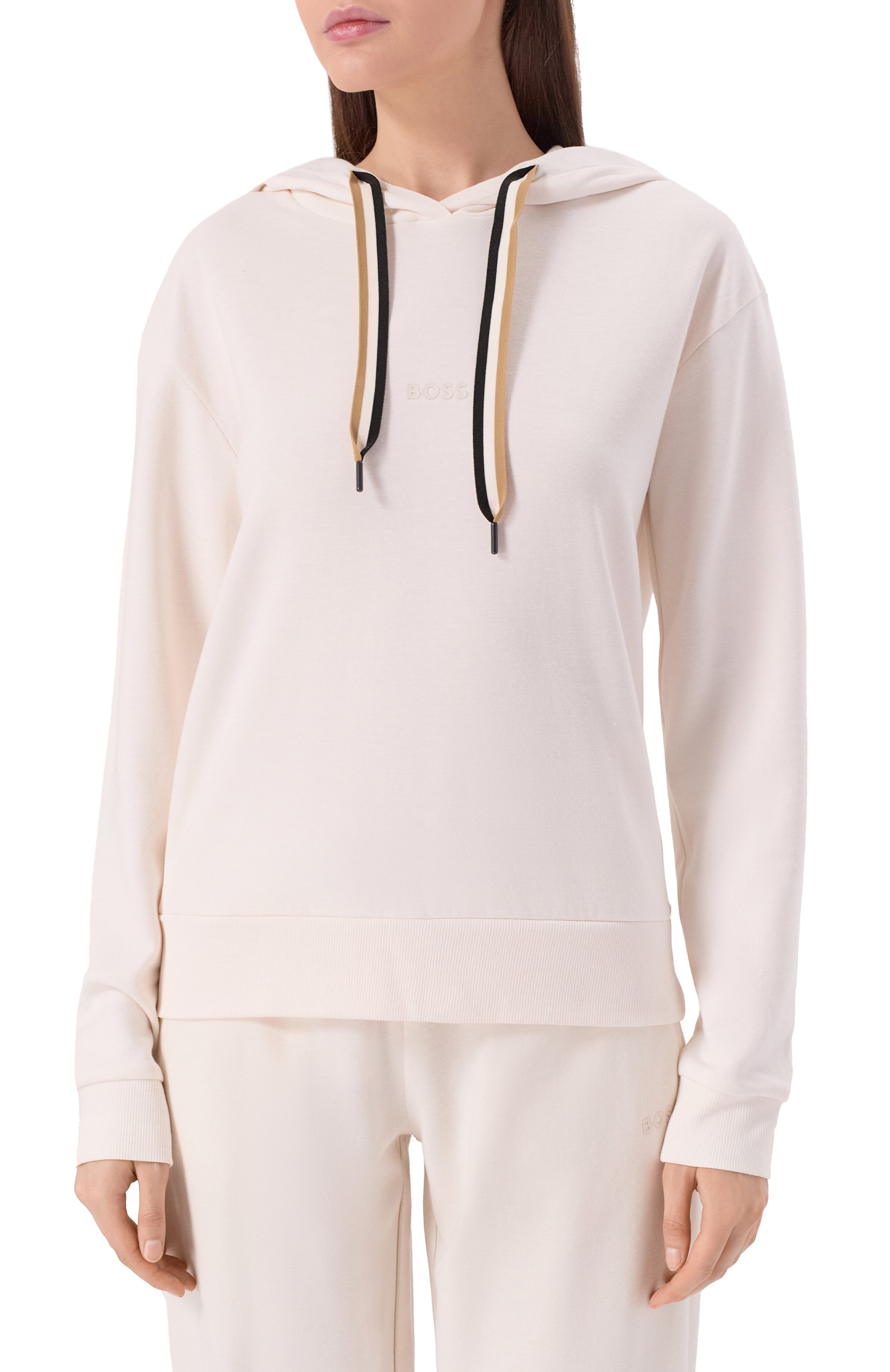 Худи из хлопка и лиоцелла BOSS кремового цвета по цене 13600 руб., арт. 50524760, фото 3 Худи из хлопка и лиоцелла BOSS, арт. 50524760, фото 3
