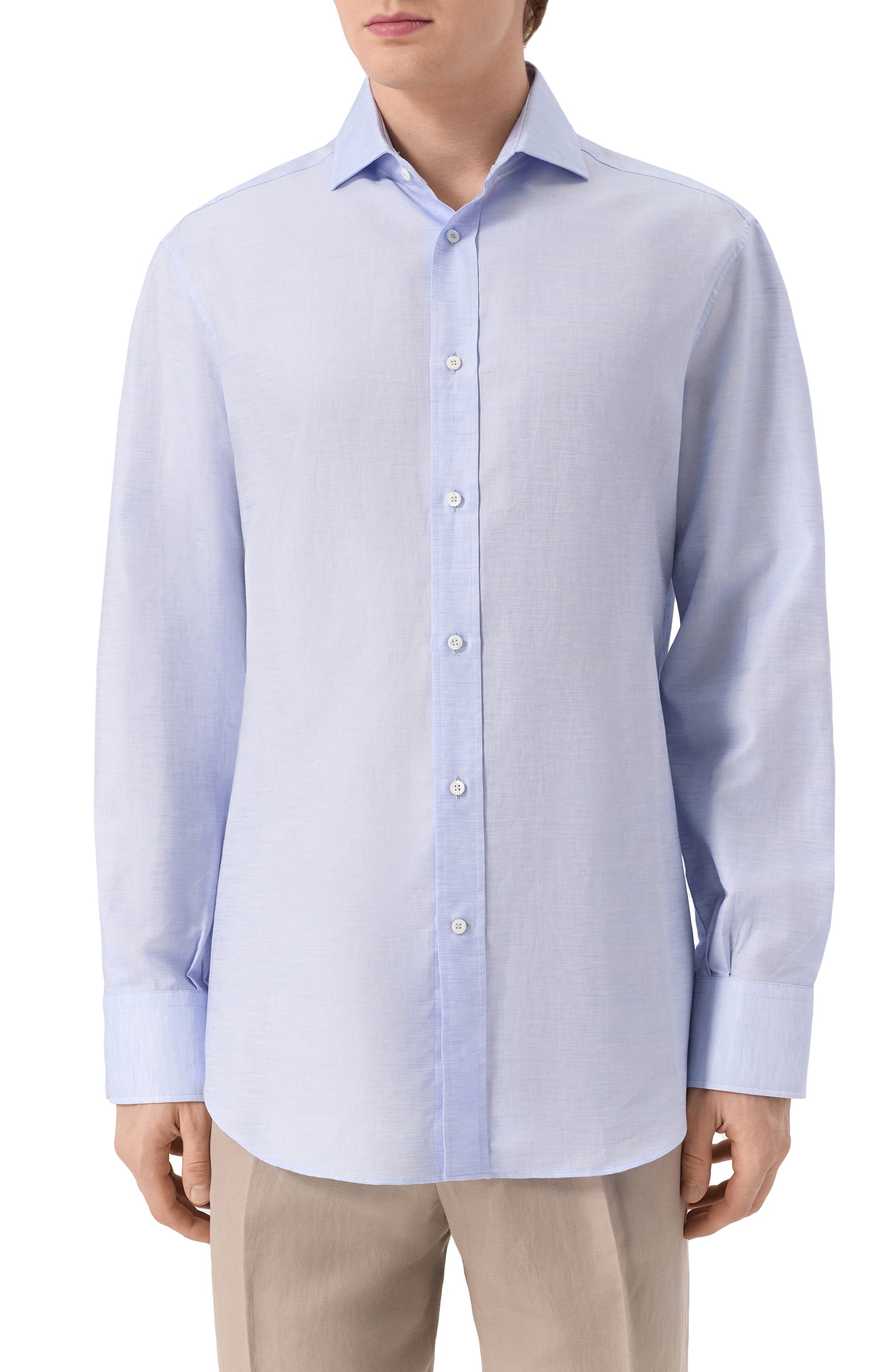 Рубашка из хлопка и льна BRUNELLO CUCINELLI, арт. MR6250028, фото 3