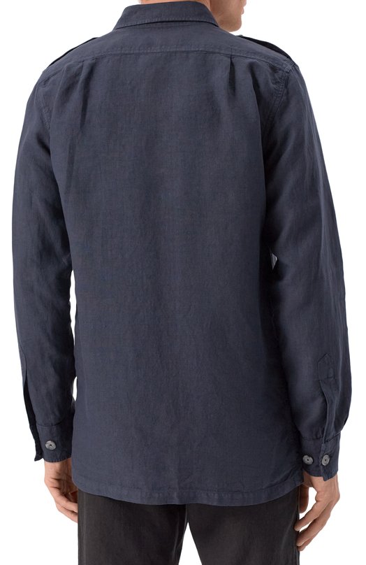 Льняная куртка-рубашка 120% Lino 32ALIM89RH/0253/000 Синий  32ALIM89RH/0253/000 Фото 4