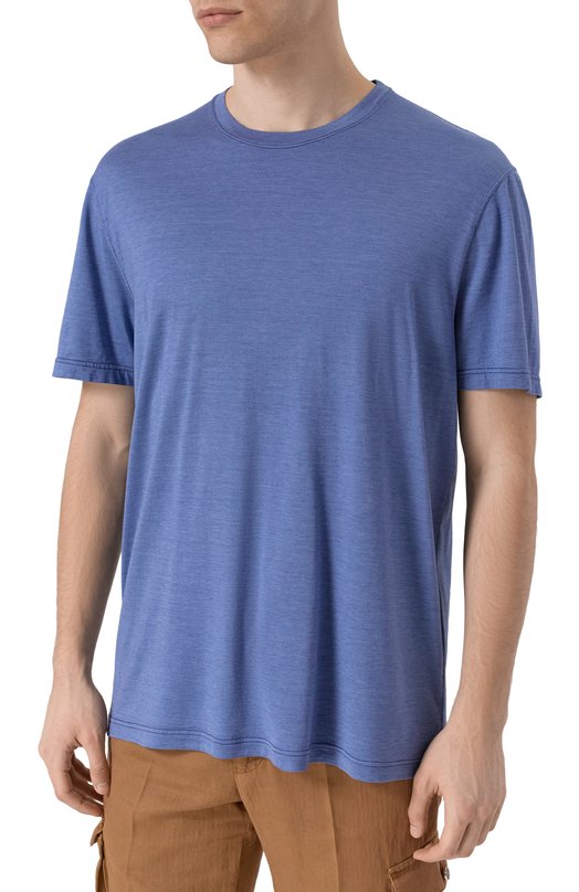 Футболка из шелка и хлопка Kiton UMK063203 Синий  UMK063203 Фото 3