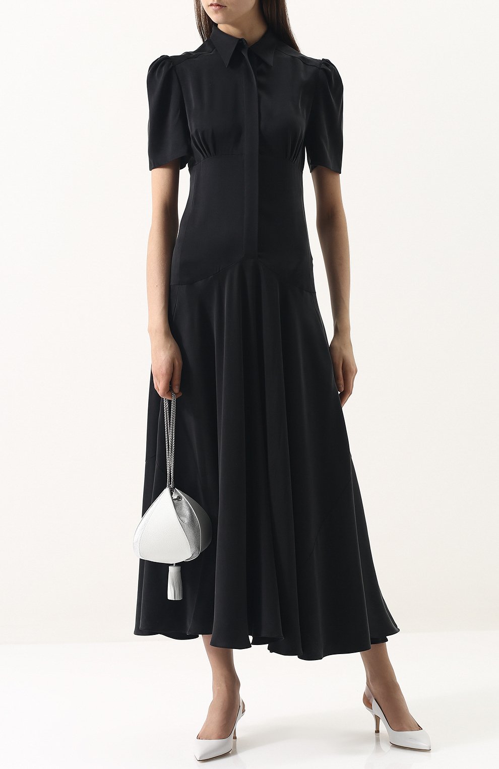 Однотонное шелковое платье-миди HILLIER BARTLEY, арт. DR 170 F12 CREPE SATIN, фото 2
