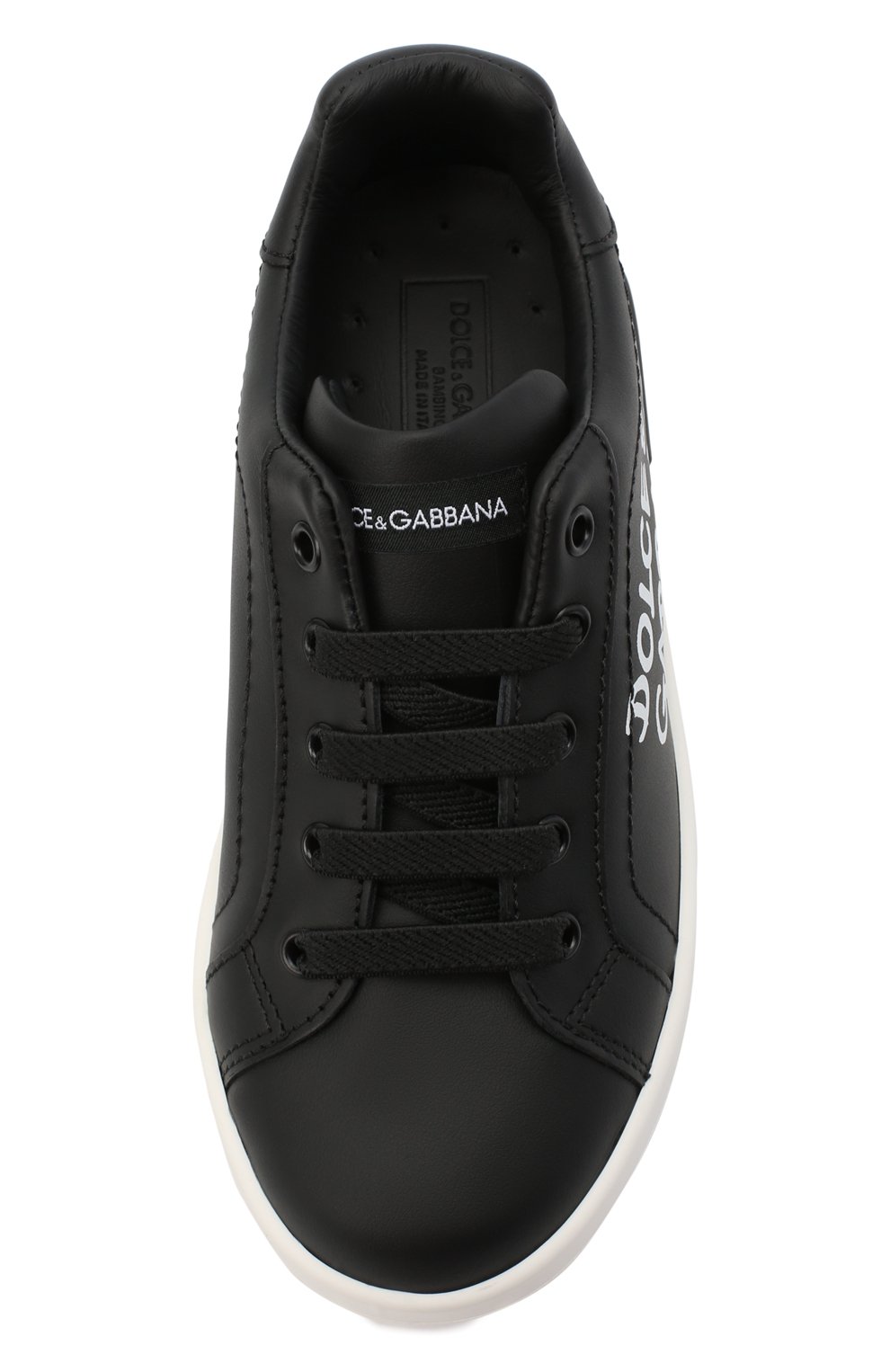 Кожаные кеды DOLCE & GABBANA черного цвета по цене 26350 руб., арт. D10806/AB271/24-28, фото 4 Кожаные кеды DOLCE & GABBANA, арт. D10806/AB271/24-28, фото 4