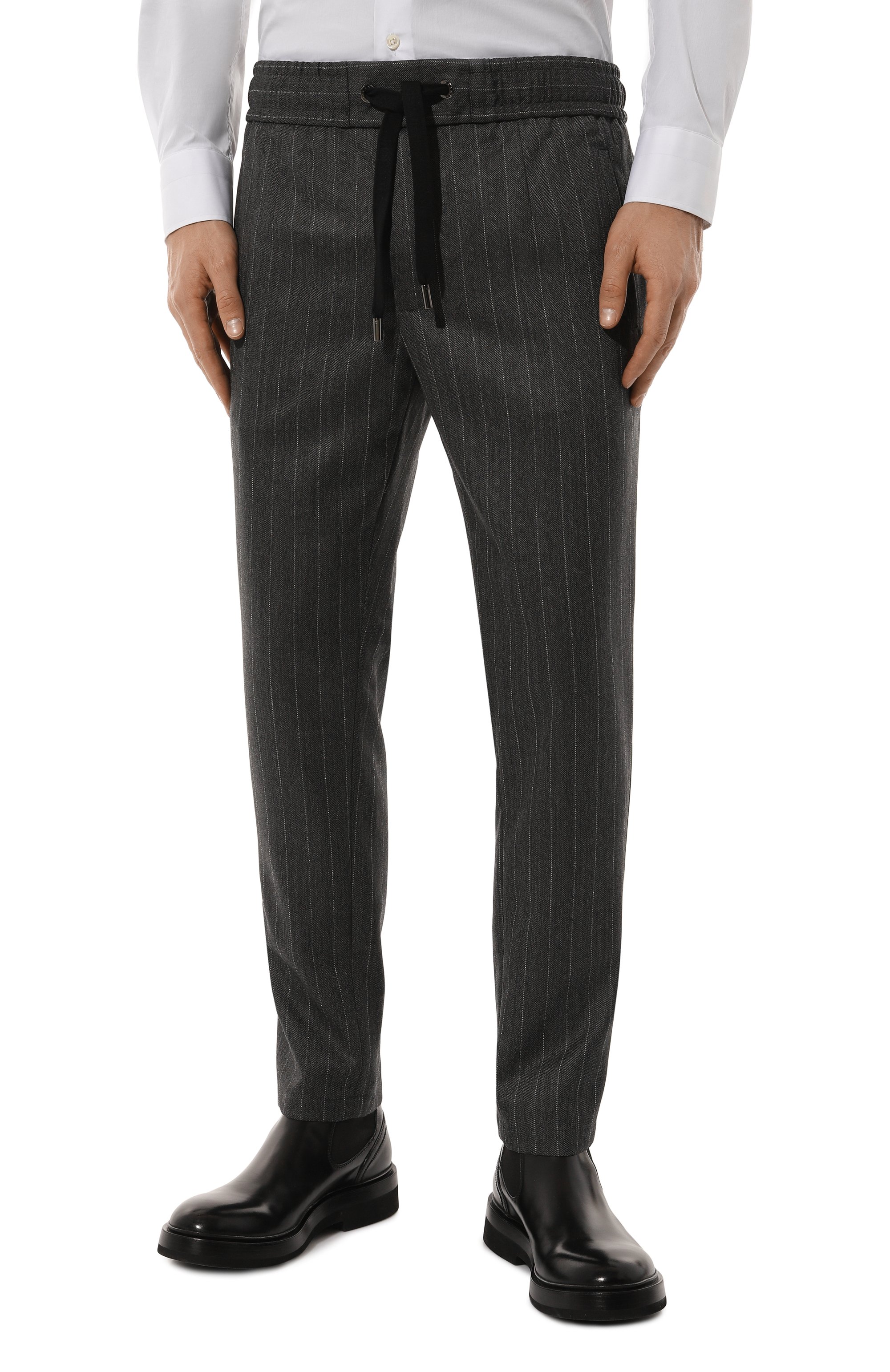 Шерстяные брюки DOLCE & GABBANA темно-серого цвета по цене 78750 руб., арт. GP0I1T/FR21H, фото 3 Шерстяные брюки DOLCE & GABBANA, арт. GP0I1T/FR21H, фото 3