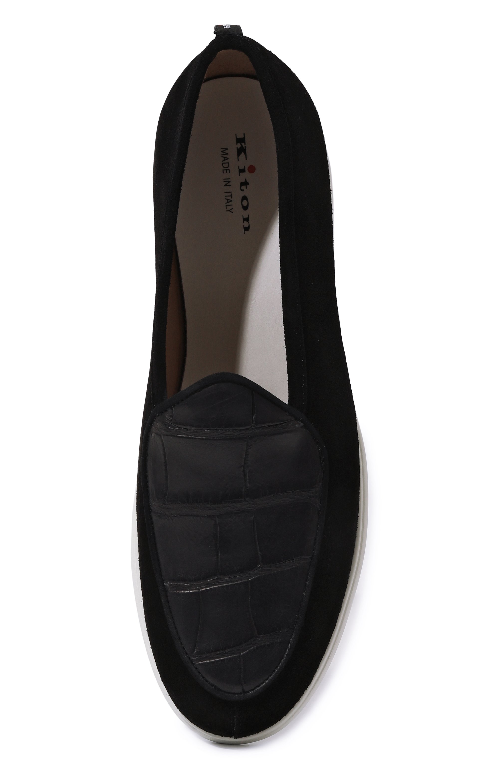 Замшевые лоферы с отделкой из кожи аллигатора KITON, арт. USSA087N00978, фото 6