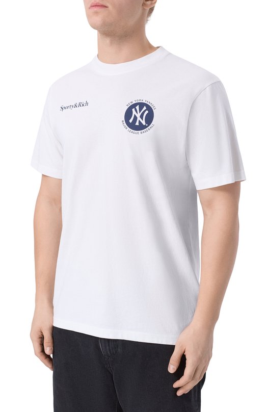 Хлопковая футболка Sporty & Rich x '47 & The New York Yankees Sporty and Rich T0043623659WH01 Белый  T0043623659WH01 Фото 3