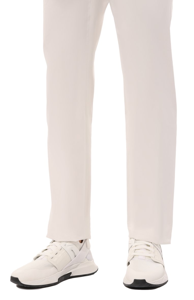 Мужские комбинированные кроссовки jago TOM FORD белого цвета, арт. J1100-T0F001 | Фото 3 (Материал внешний: Текстиль; Материал внутренний: Натуральная кожа; Материал утеплителя: Без утеплителя; Стили: Классический; Нос: Не проставлено; Региональные ограничения белый список (Axapta Mercury): Не проставлено; Кросс-КТ: Низкие)