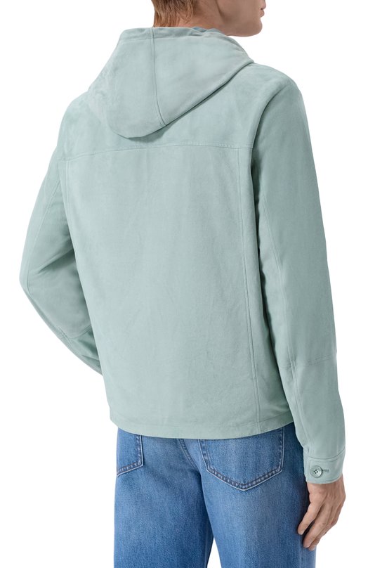 Замшевая куртка-рубашка Stefano Ricci M7J6100150/SUEJS3 Голубой  M7J6100150/SUEJS3 Фото 4