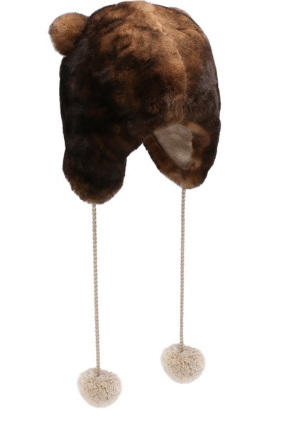 Меховая шапка-ушанка с помпонами LORO PIANA, арт. FAF9810, фото 2