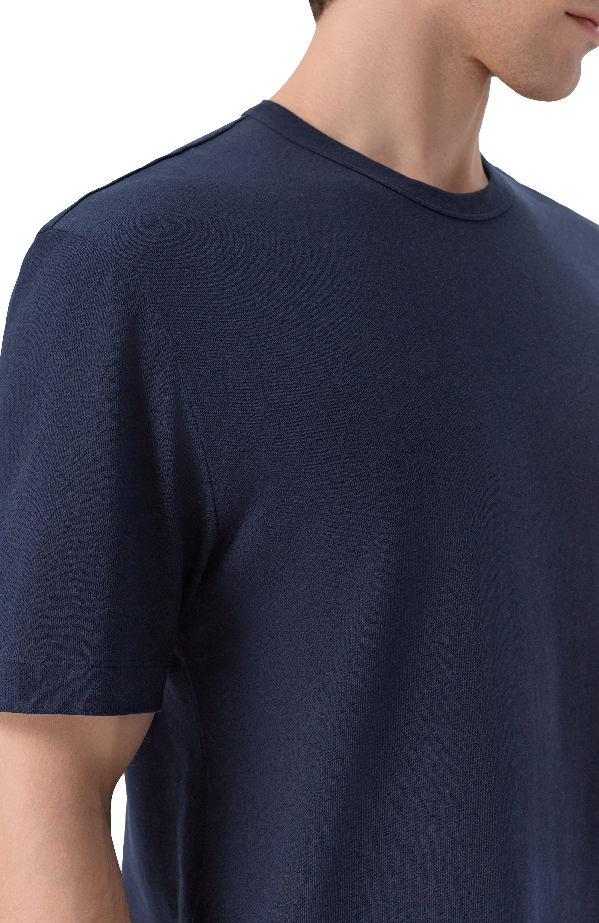 Футболка изо льна и хлопка BOSS темно-синего цвета по цене 19950 руб., арт. 50559166, фото 5 Футболка изо льна и хлопка BOSS, арт. 50559166, фото 5