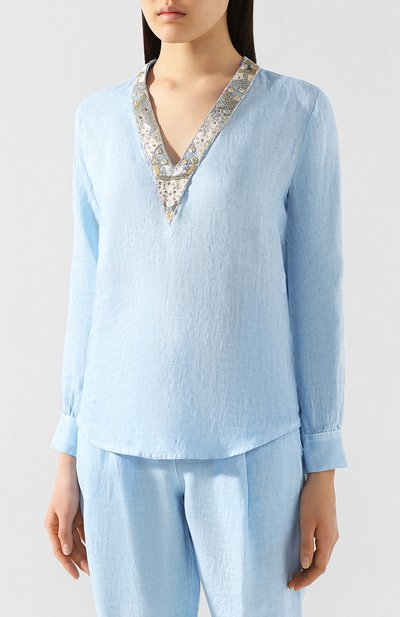 Льняная блузка 120% LINO, арт. R0W1357/B317/S02, фото 3