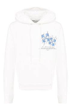 Мужской хлопковое худи OFF-WHITE белого цвета, арт. 0MBB034S20E300020130 | Фото 1 (Длина (для топов): Стандартные; Рукава: Длинные; Материал внешний: Хлопок; Мужское Кросс-КТ: Худи-одежда; Принт: С принтом; Материал сплава: Проставлено; Драгоценные камни: Проставлено; Стили: Кэжуэл)