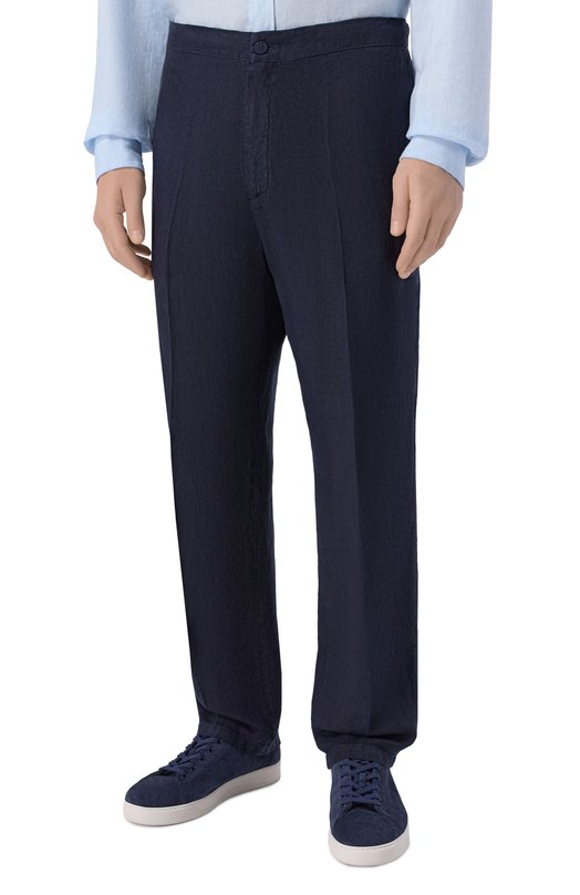 Льняные брюки InLinum JEAN 19/TR0PEA Синий  JEAN 19/TR0PEA Фото 3