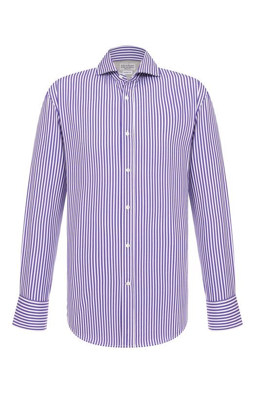 Хлопковая рубашка Brunello Cucinelli MY6501718 Фиолетовый MY6501718