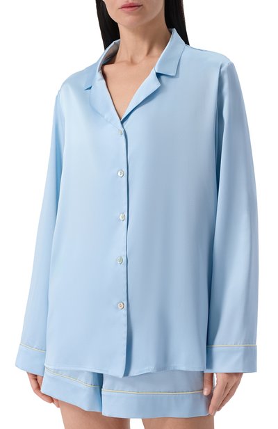 Шелковая рубашка PRIMROSE голубого цвета по цене 19950 руб., арт. 7W.500R.G001, фото 3 Шелковая рубашка PRIMROSE, арт. 7W.500R.G001, фото 3