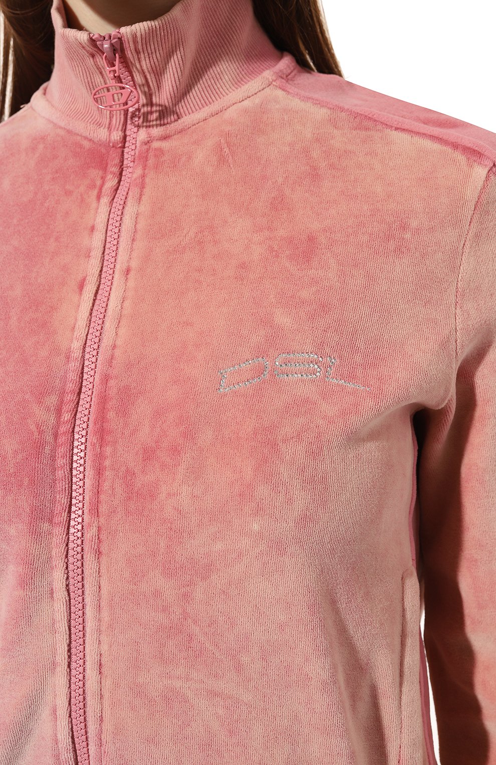 Бархатная толстовка DIESEL розового цвета по цене 39050 руб., арт. A12989/0AKAJ, фото 5 Бархатная толстовка DIESEL, арт. A12989/0AKAJ, фото 5